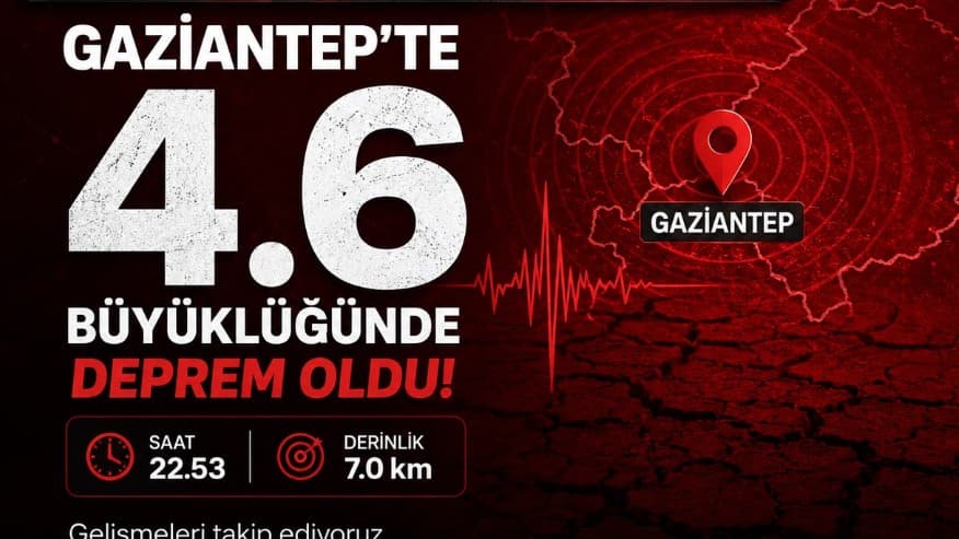 Gaziantep’te 4.6 Büyüklüğünde Deprem Oldu.